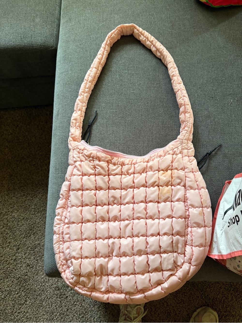 Quilted Pink Shoulder Bag - Soft Padded Women's Handbag